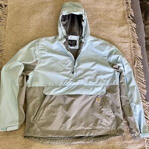 Carhartt L Rain Defender Jacket Pullover Loose Fit Packable Light Blue & Grey